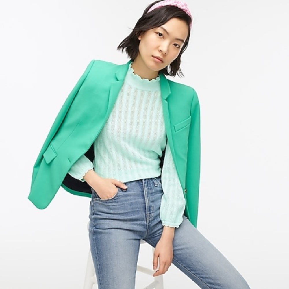 NWT Jcrew pointelle ruffle mock neck sweater